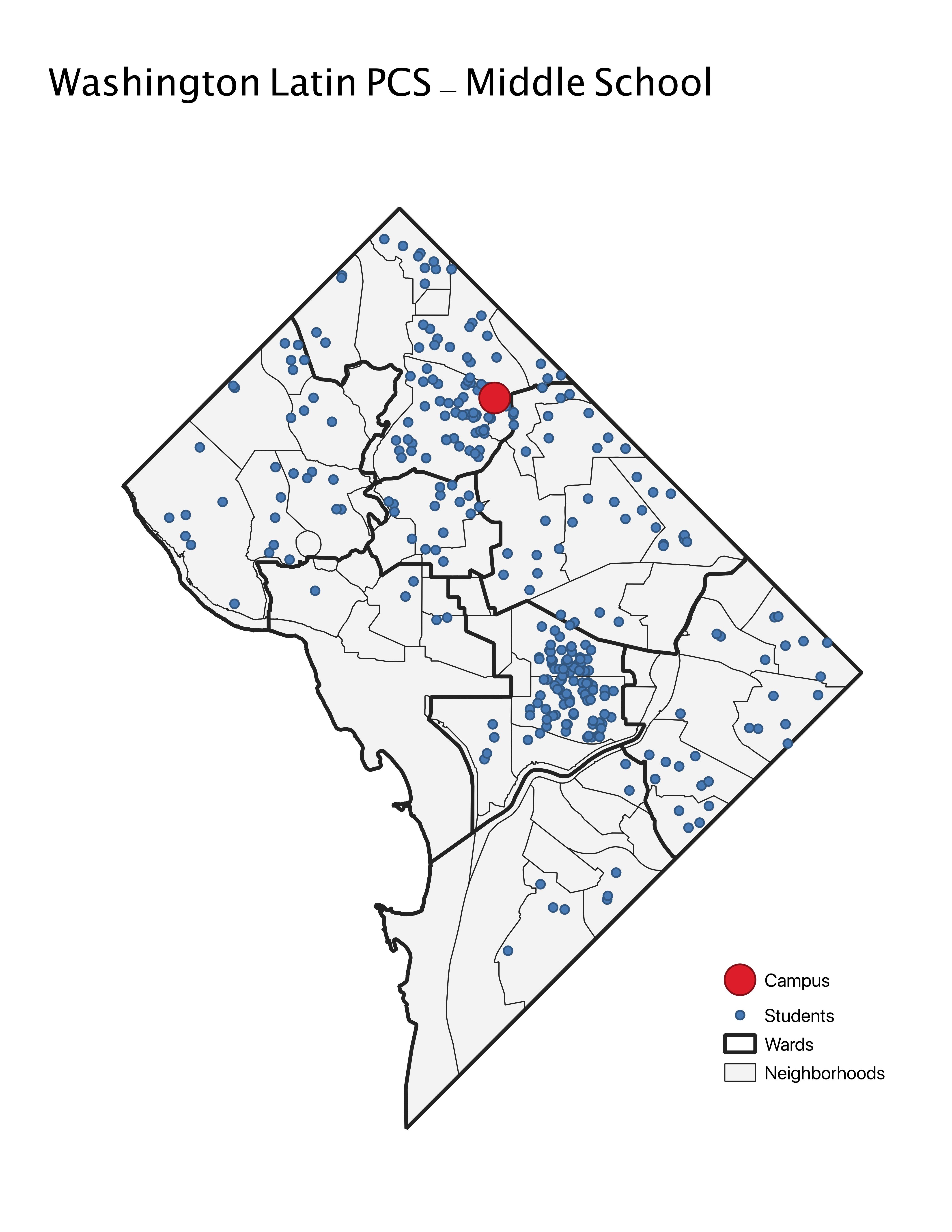 Washington Latin PCS Middle School Student Location Map DC PCSB
